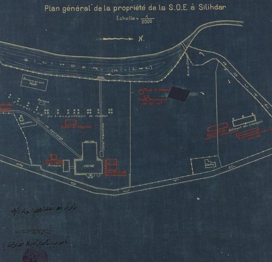 A general plan of Silahtarağa factory complex with existing units (in white) and additionally planned units to be built after 1921.