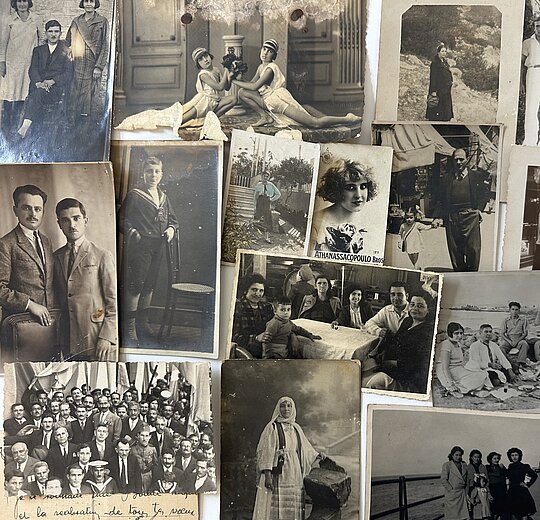 Collage of Photos from 1920s-1950s Alexandria and Cairo. Collage of black and white photographs that depict people in different situations