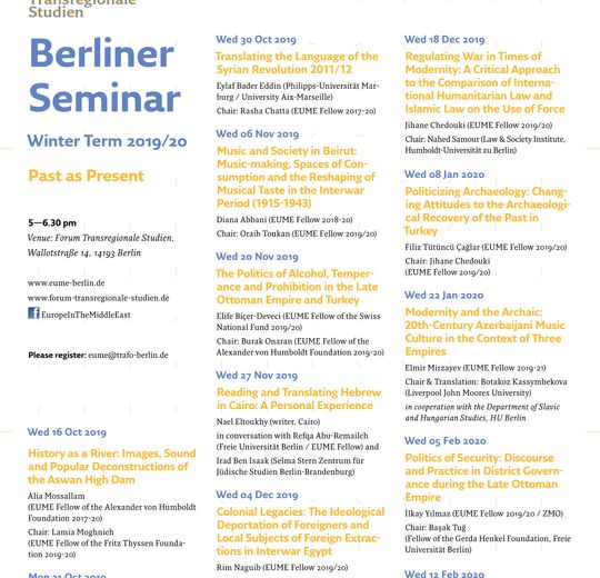 Poster Berliner Seminar Winter Term 2019/20