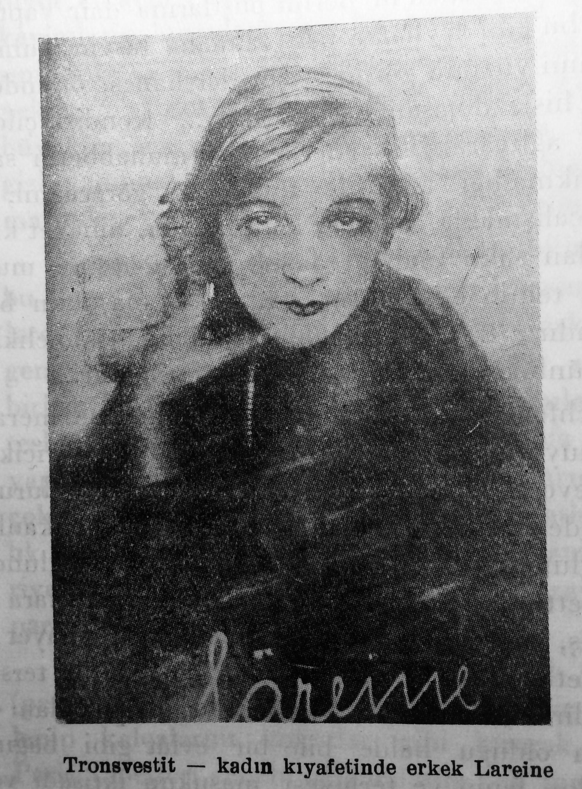 Photo of Larein, a transgender refugee from Austria. In: Mazhar Osman Uzman, Tababet-i Ruhiye, Vol 2, 3rd edition, publication year 1947, p. 372.